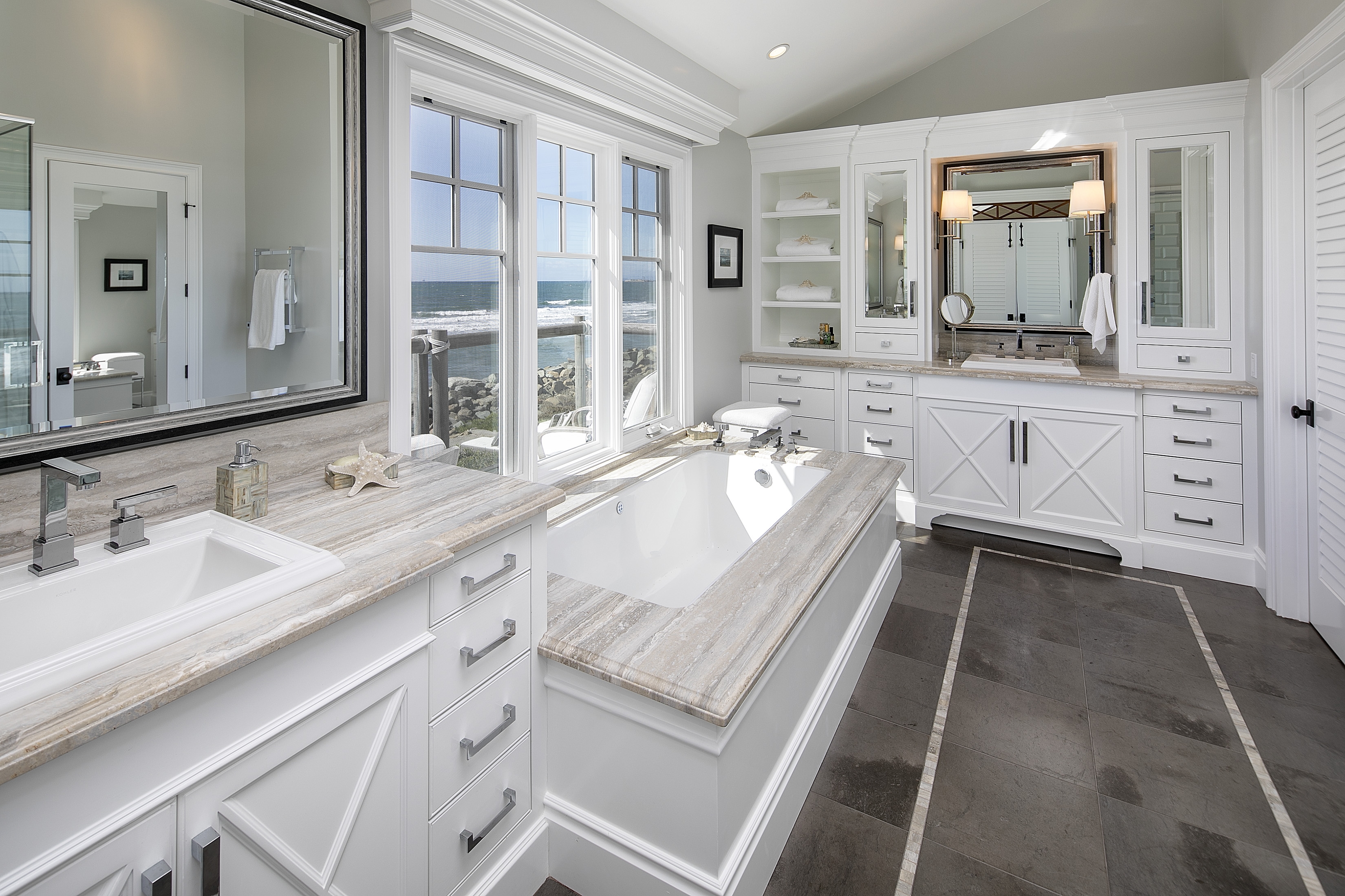 large open bathroom ocean views